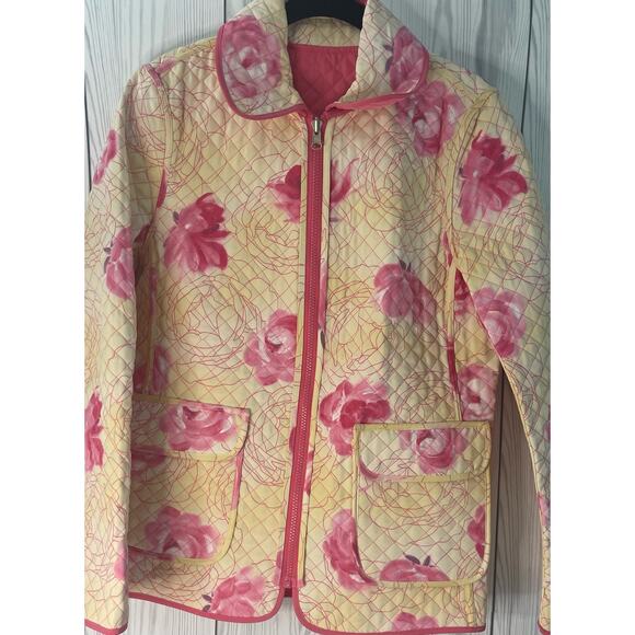 ESPIRIT VTG Quilted Floral Reversible Pink Jacket Sz Small - Picture 3 of 9